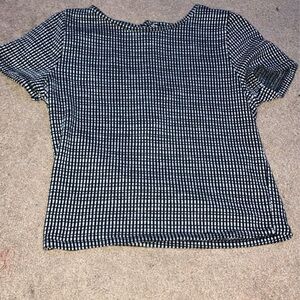 Black and White Crew Neck Short Sleeve Blouse